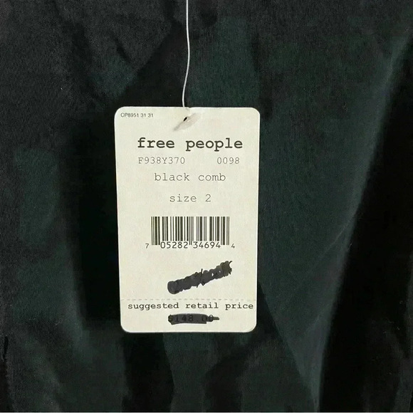 Free People Age Of Aquarius Boho Black Floral Mini Dress Size 2 NWT - Picture 11 of 12